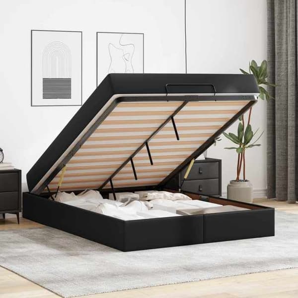 Maison Exclusive - Sengestel med madras Andet 2 dele Sort PVC Svart PVC