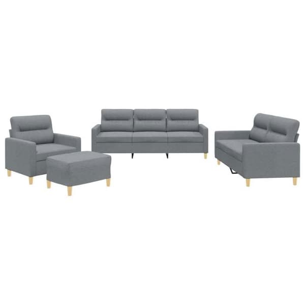 Maison Exclusive - Sæt af 4 sofaer med puder Lys grå Stof