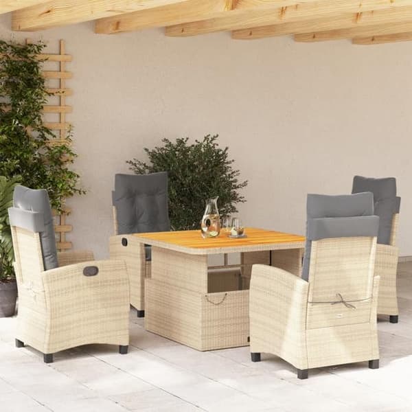 Maison Exclusive - Puutarhakalusteryhmä tyynyillä 5 kpl Beige polyrottinki
