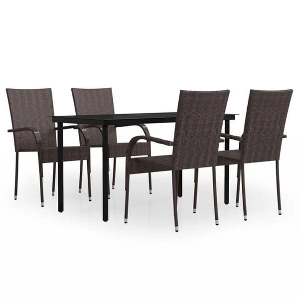 Maison Exclusive - Have spisebordssæt 5 stk Brun og sort