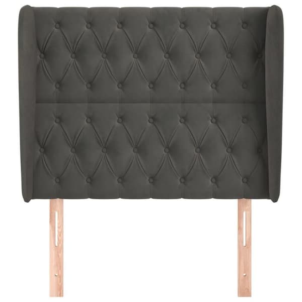 Maison Exclusive - Päätylevy korvilla Tummanharmaa 103x23x118/128 cm Sametti Mörkgrå