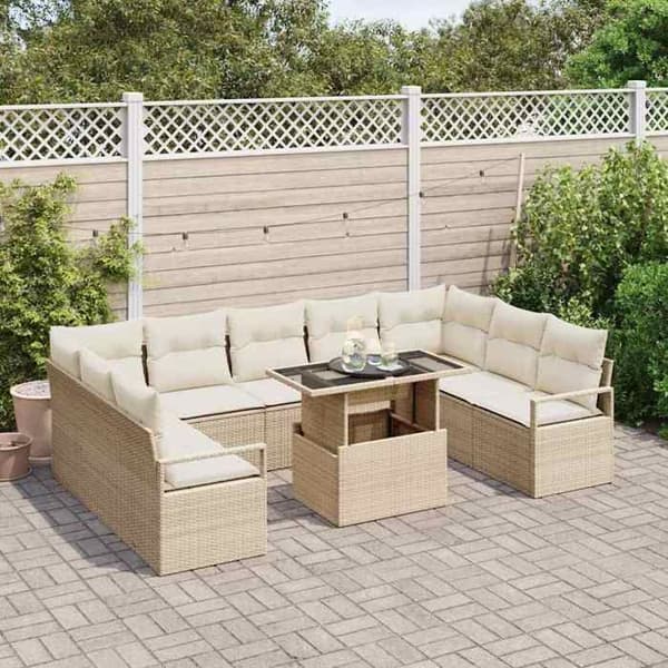 Havemøbel sæt - MAISON EXCLUSIVE - 10 dele - Modulerbart - Poly rattan - Bord i hærdet glas beige