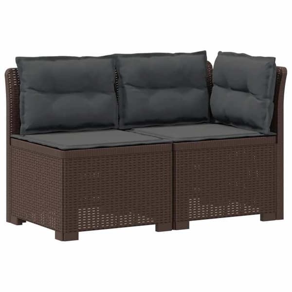 Maison Exclusive - Trädgårdssoffa 2 platser med kuddar i rottlook 2 platser PP brun