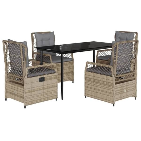 Maison Exclusive - Puutarhakalusteryhmä tyynyillä 5 kpl Beige polyrottinki