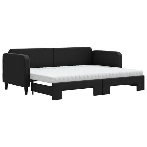 Maison Exclusive - Sengebænk med udtræksseng og sort madras 80x200 cm stof