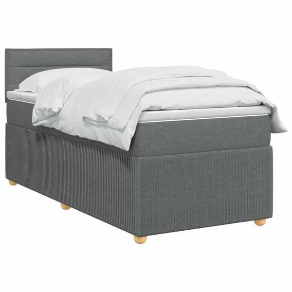 Maison Exclusive - Boxspring säng med madrass Mörkgrå 90 x 200 cm Tyg