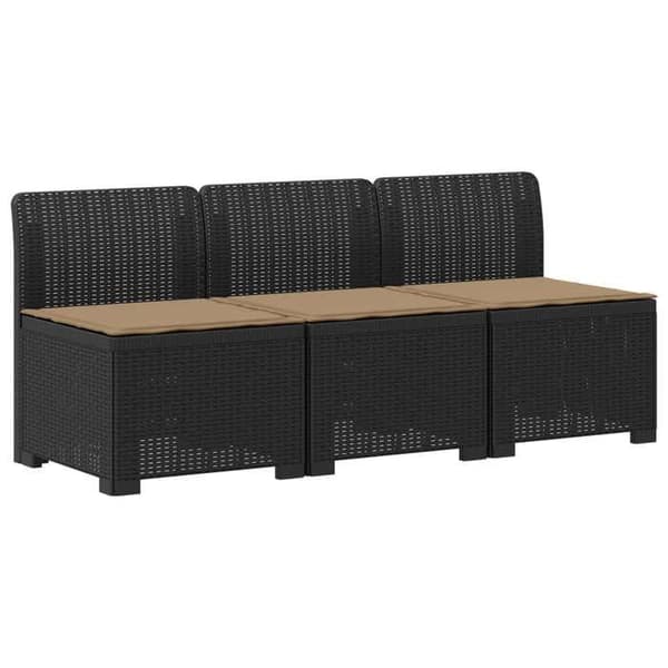 Maison Exclusive - Trädgårdsoffa 3 platser med kuddar i rattanlook PP