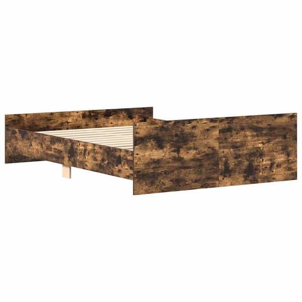 Sengestel - EKSKLUSIV HUS - 140x190 cm - Røget eg - Ingeniørtræ - Robuste lameller Rökt ek