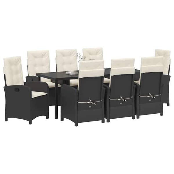 Maison Exclusive - 9 pc have spisebordssæt i sort polyrotin Svart