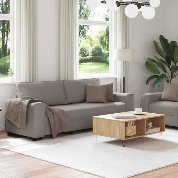 Maison Exclusive - 2-delars soffgrupp med kuddar i taupe tyg Mol