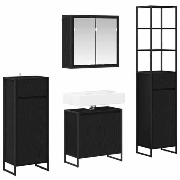 Maison Exclusive - 4-delars badrumsinredning i svart ek