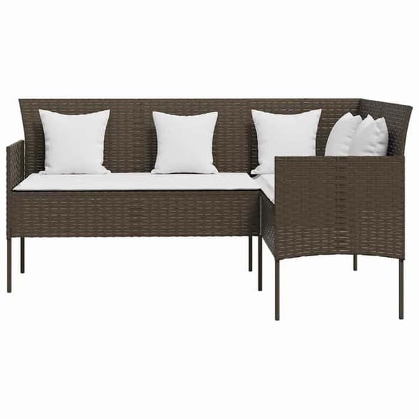 Maison Exclusive - Ute-soffa i L-form med bruna kuddar i flätad resin brun