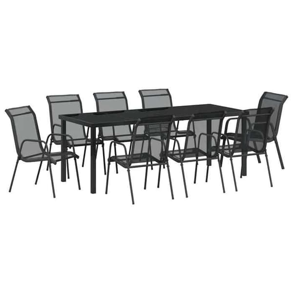Maison Exclusive - 9 pc have spisebordssæt i sort Svart