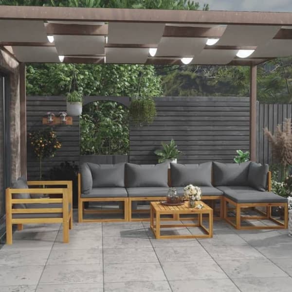 Maison Exclusive - Havegruppe 7 stk med pude i solid akacietræ