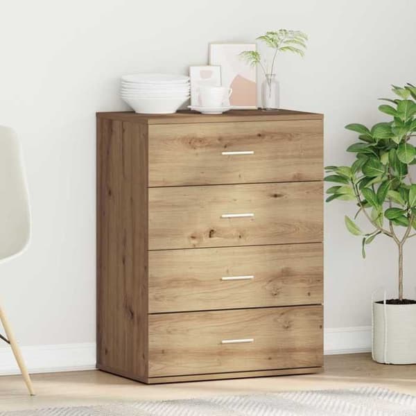 Maison Exclusive - Buffé Ek hantverk 60 x 39 x 80 cm Ingenjörsträ brun