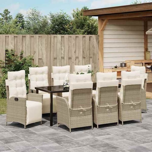 Maison Exclusive - 9 pc spisestue sæt til haven i beige polyrotin beige