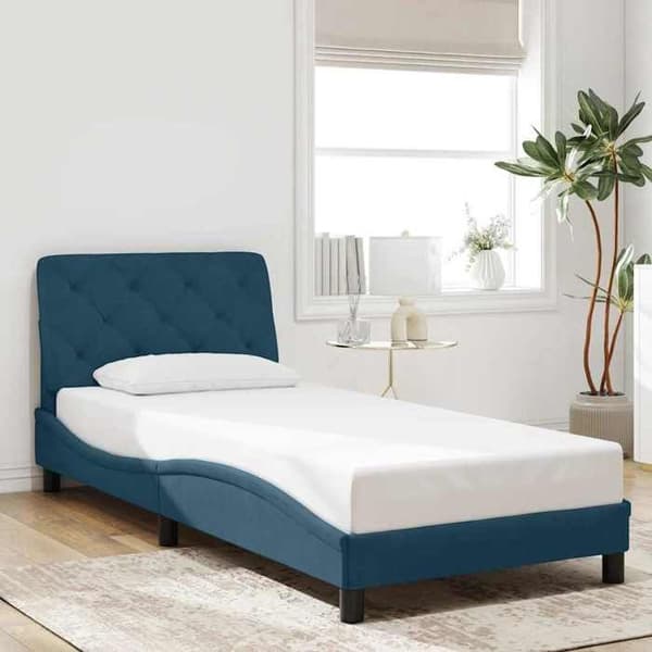 Maison Exclusive - Sängram med LED utan madrass blå 80x200 cm sammet
