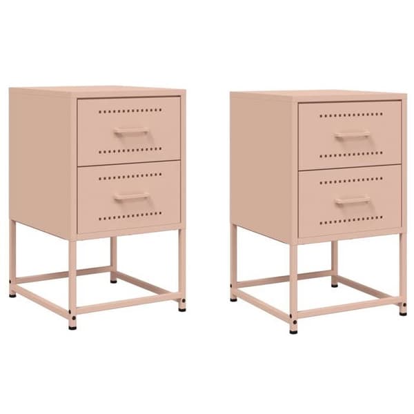 Sängbord - EXKLUSIV HEM - Set om 2 - Rosa - Stål - 36 x 39 x 60,5 cm Ros