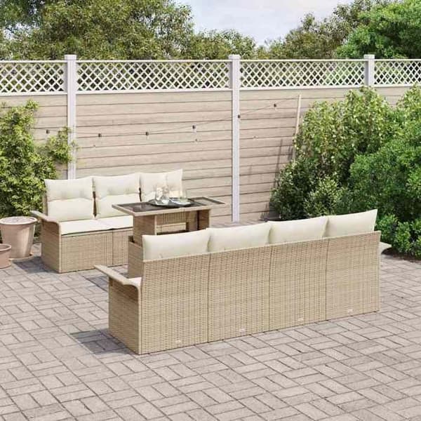 Maison Exclusive - 8 osan beige polyrottinkinen puutarhakalustesetti beige