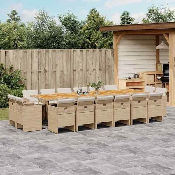 Maison Exclusive - Puutarhakalusteryhmä ja tyynyt 17 kpl beige beige
