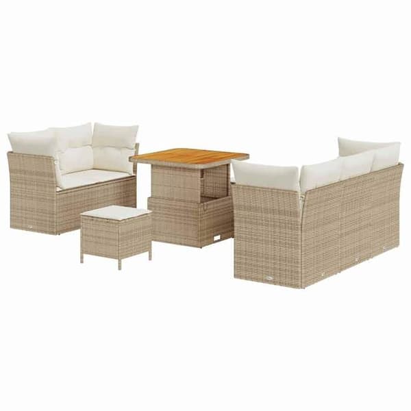 Maison Exclusive - 8 osan beige polyrottinkinen puutarhakalustesetti