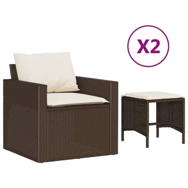 Maison Exclusive - Trädgårdsmöbler 4 delar med bruna kuddar i flätad resin