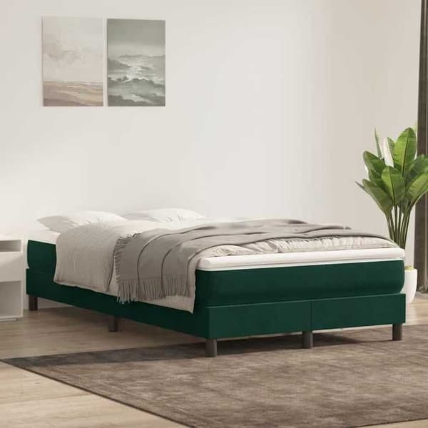 Sengebund med lameller - EKSKLUSIV HUS - 120x210 cm - Velour - Mørkegrøn - Robuste ben Mörkgrön