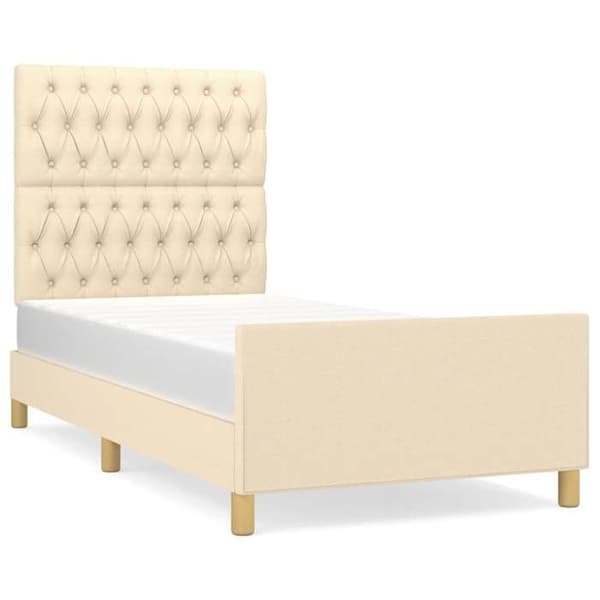 Sengestel - EKSKLUSIV HUS - 100x200 cm - Creme - Polyesterstof - Justerbar hovedgærde Grädde