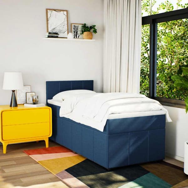 Maison Exclusive - Sengestel med springmadras Blå 90x200 cm Stof
