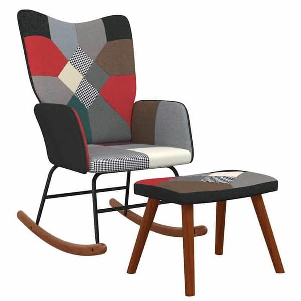 Maison Exclusive - Gyngestol med Patchwork Stof Skammel