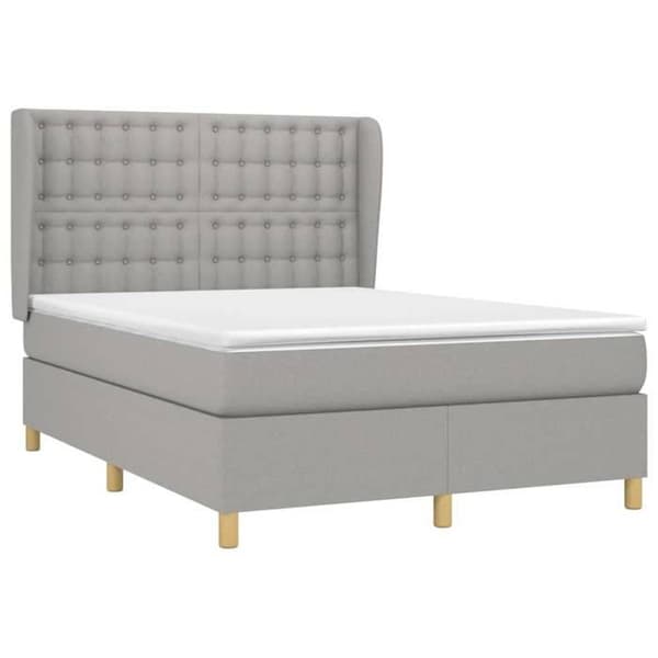 Maison Exclusive - Sengebund med lameller og madras Lys grå 140x190cm Stof