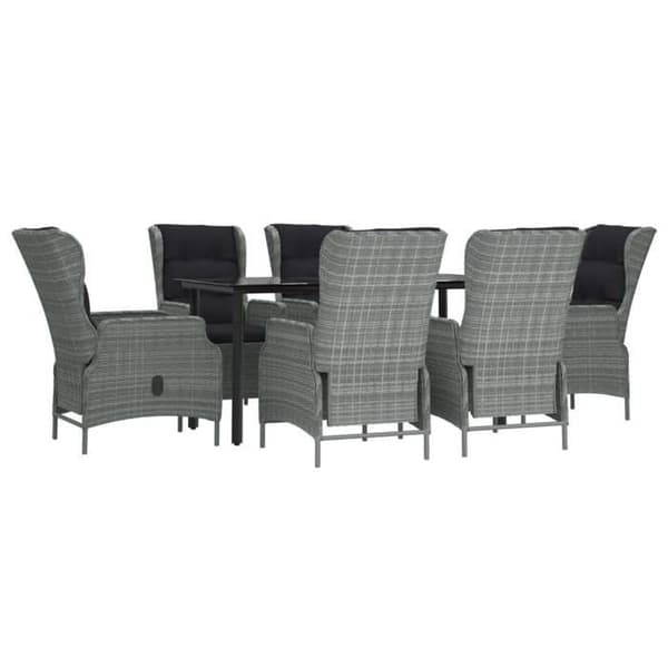 Maison Exclusive - Trädgårdsset 7 delar Ljusgrå Flätad resin