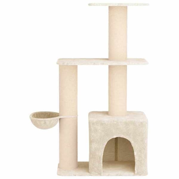 Katte træ - EKSKLUSIV HUS - 133 cm - Creme - Sisal stolper - Multi-niveauer Grädde
