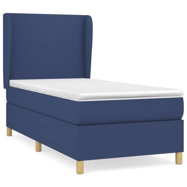 Maison Exclusive - Sengestel med springmadras Blå 90x200 cm Stof