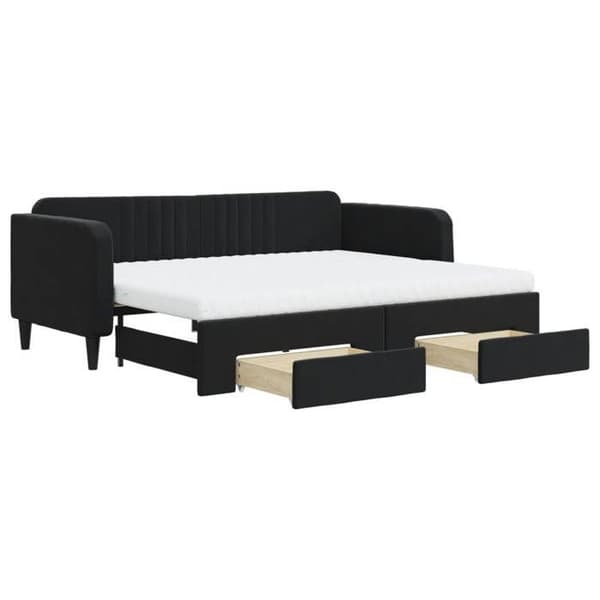 Maison Exclusive - Sengebænk med udtræk og skuffer sort 90x200 cm velour