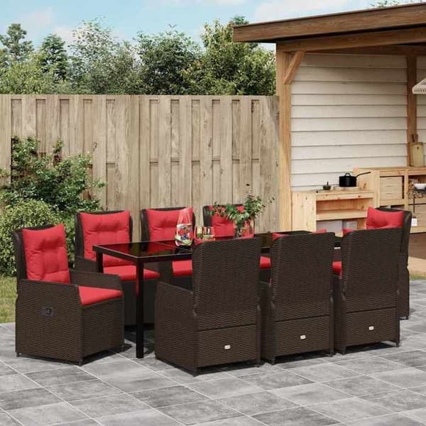 Maison Exclusive - 9 pc spisebordssæt til haven i brun poly rattan brun