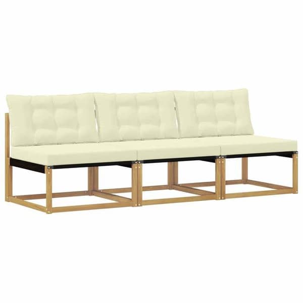 Modulær udendørs sofa - EKSKLUSIV HUS - Massiv akacie - Hvid - Polyesterpuder - Velegnet til udendørs brug Vit