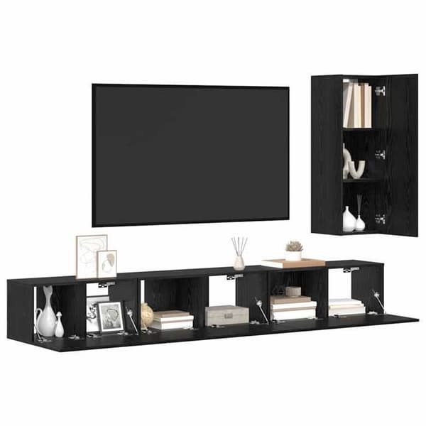 Maison Exclusive - TV-møbel sæt 4 dele 30,5 x 30 x 90 cm Sort eg svart ek