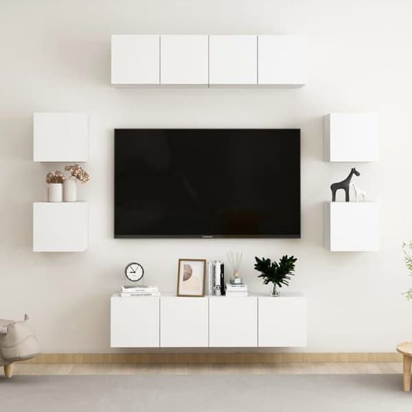 Maison Exclusive - 8 dele TV-møbel sæt Hvid Ingeniørtræ