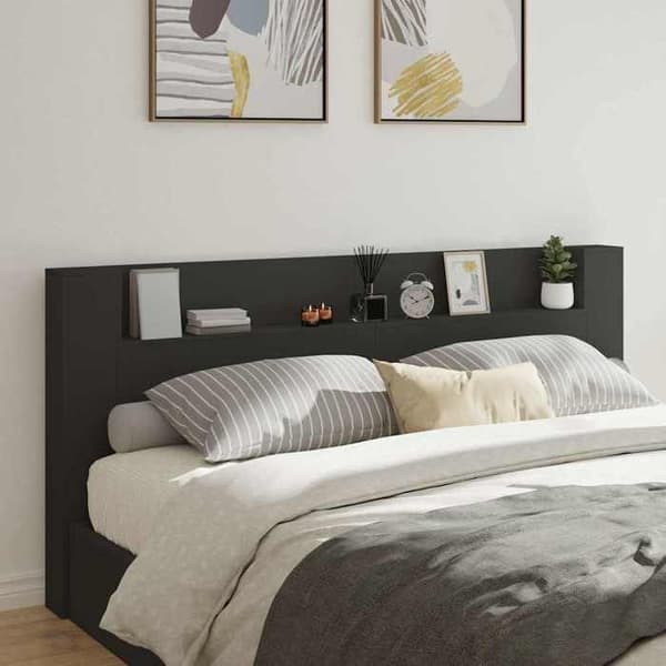 Maison Exclusive - Senghovedgærde med LED sort 220x16,5x103,5 cm