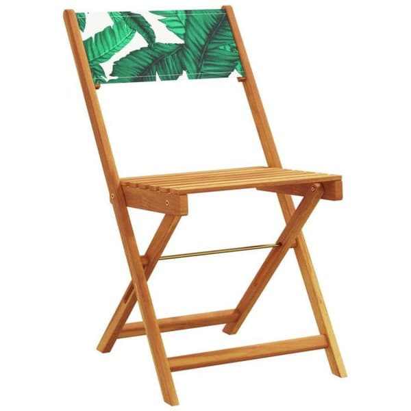Maison Exclusive - Fällstolar (set om 2) i massiv akaciaträ och tyg, bladmönster