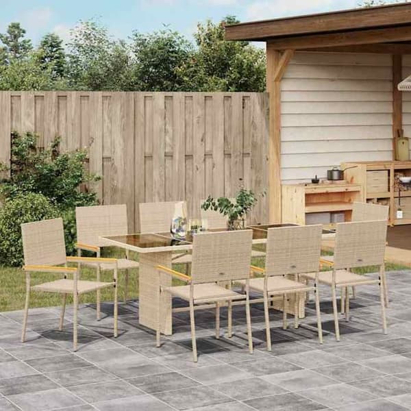 Maison Exclusive - 9 pc spisestue sæt til haven i beige polyrotin beige