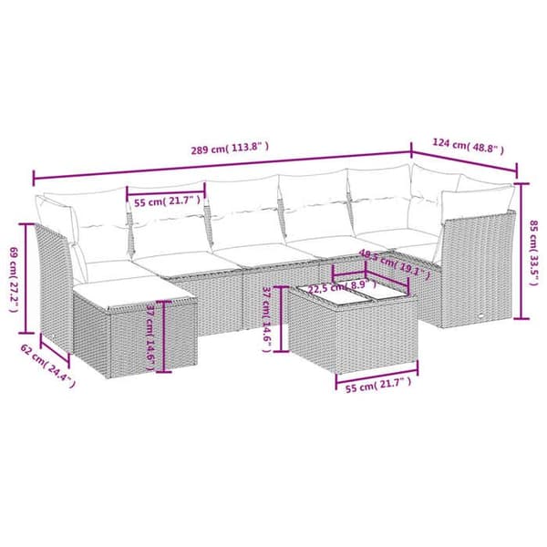 Maison Exclusive - Trädgårdsmöbler 8 delar med ljusgrå kuddar i flätad resin Ljusgrått