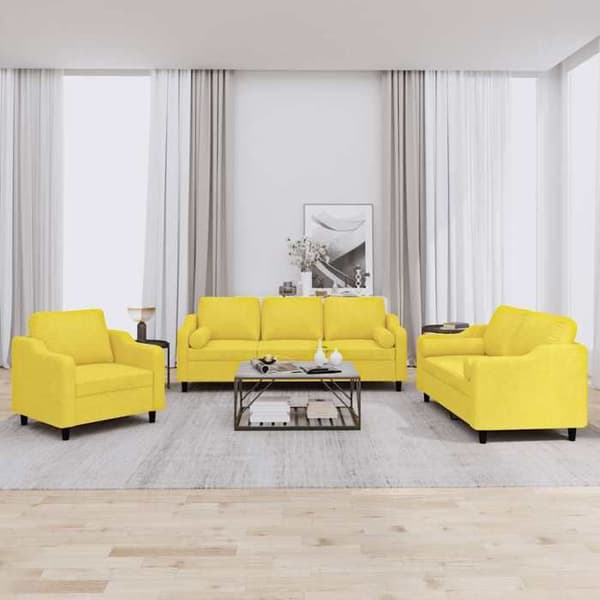 Maison Exclusive - Sæt af 3 sofaer med lysegule puder i stof
