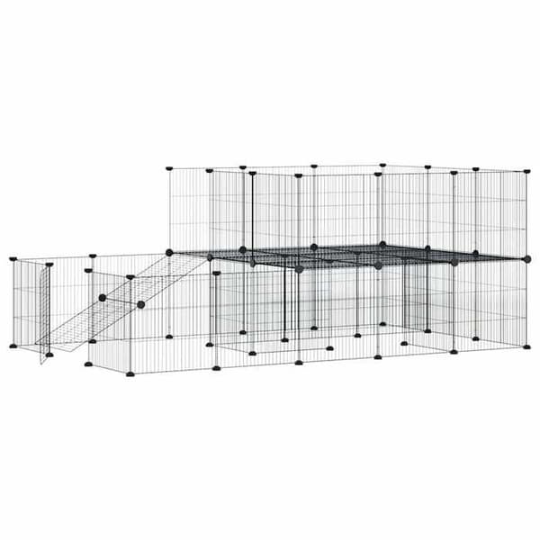 Maison Exclusive - Kæledyrbur med 44 paneler og dør Sort 175x105x70 cm