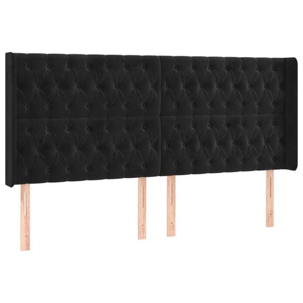 Maison Exclusive - Päätylevy korvilla Musta 183x16x118/128 cm Sametti Svart