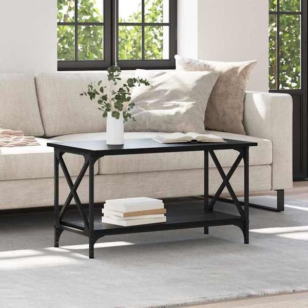 Maison Exclusive - Sofabord Eg sort 80 x 45 x 45,5 cm Ingeniørtræ