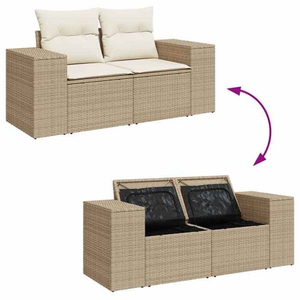 Maison Exclusive - Trädgårdsmöbler med kuddar 6 delar beige flätad resin