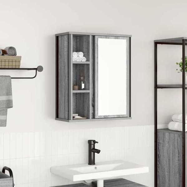 Maison Exclusive - Väggmonterad badrumsspegelskåp sonoma grå 50x21x60 cm