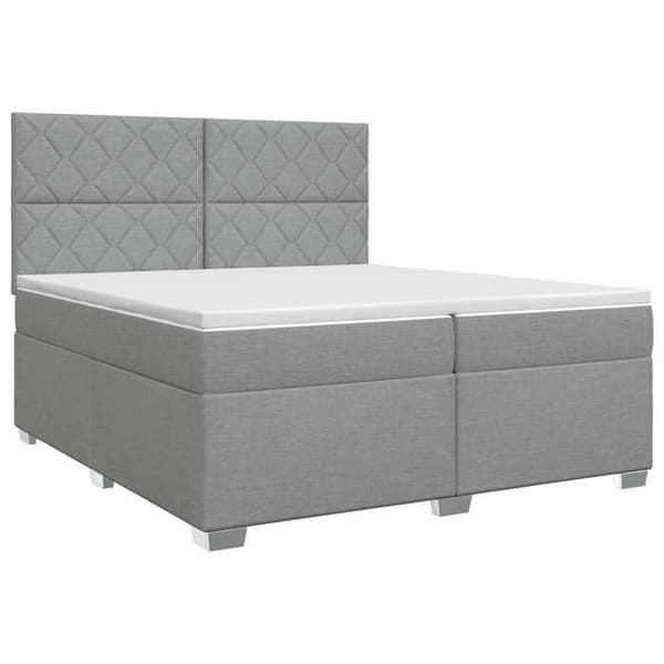 Ljusgrå boxspring - MAISON EXCLUSIVE - 200 x 200 cm - Justerbar huvudgavel - Lattsäng Ljusgrått